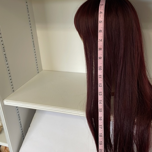 Wig Long Synthetic Hair and Bangs Dark Red Attaches with two clips Adjustable - Picture 6 of 10